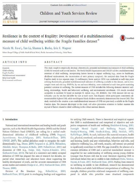Resilience in the context of fragility: Development of a multidimensional measure of child wellbeing within the Fragile Families dataset